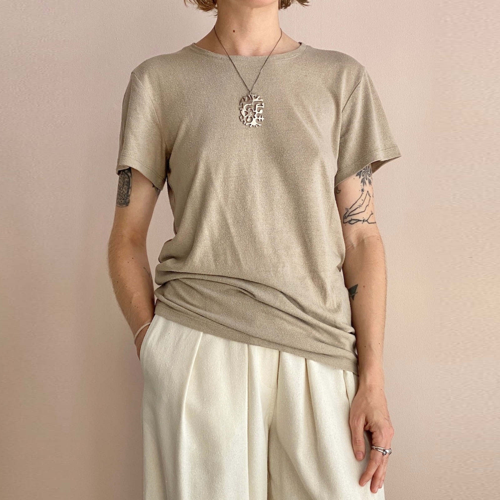 Baserange Wild Silk Tee Shirt Acacia Brown Size Small Nwt Ahimsa Short Sleeve